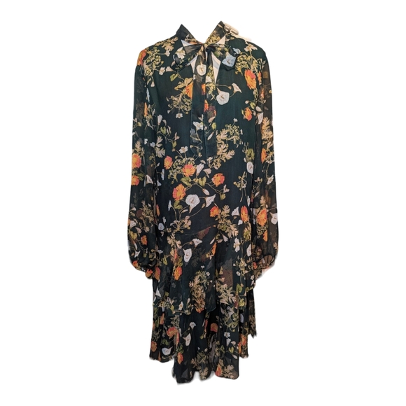 Lauren Ralph Lauren Womens Raisa Chiffon Floral Print Casual Dress Green Size:12 - Picture 2 of 16